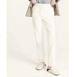 J Crew Corduroy Straight Leg Pants Cream Camp Garment Dyed Drawstring Button